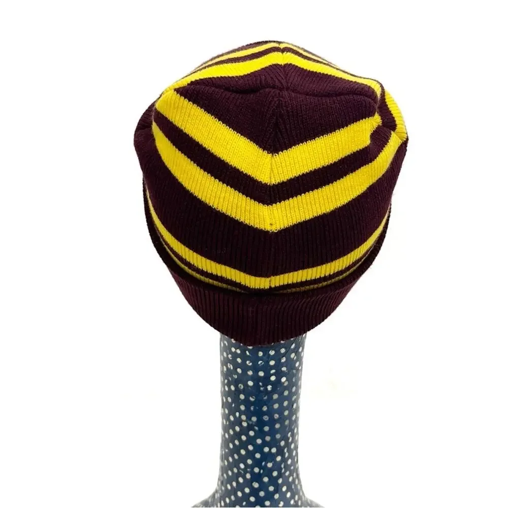 Harry Potter Gryffindor Knit Beanie Hat Stocking Cap Maroon Gold Stripe Kid Size